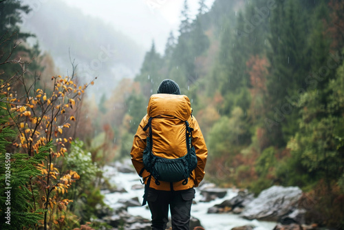 Solo Female Backpacker Embraces Rainy Forest Hike