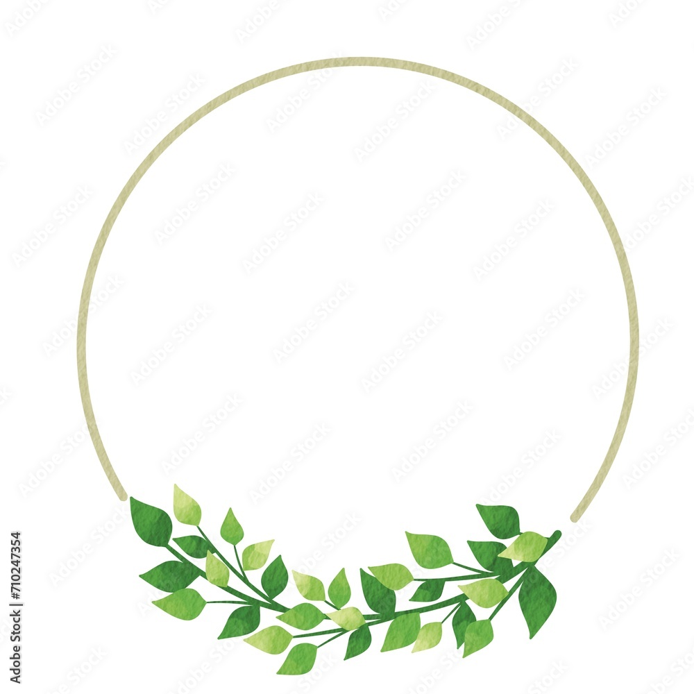 Bunch of green leaves wreath frame illustration for decoration on nature, organic lifestyle and healthy concept. Bunch of green leaves wreath frame illustration for decoration on nature, organic lifestyle and healthy concept.