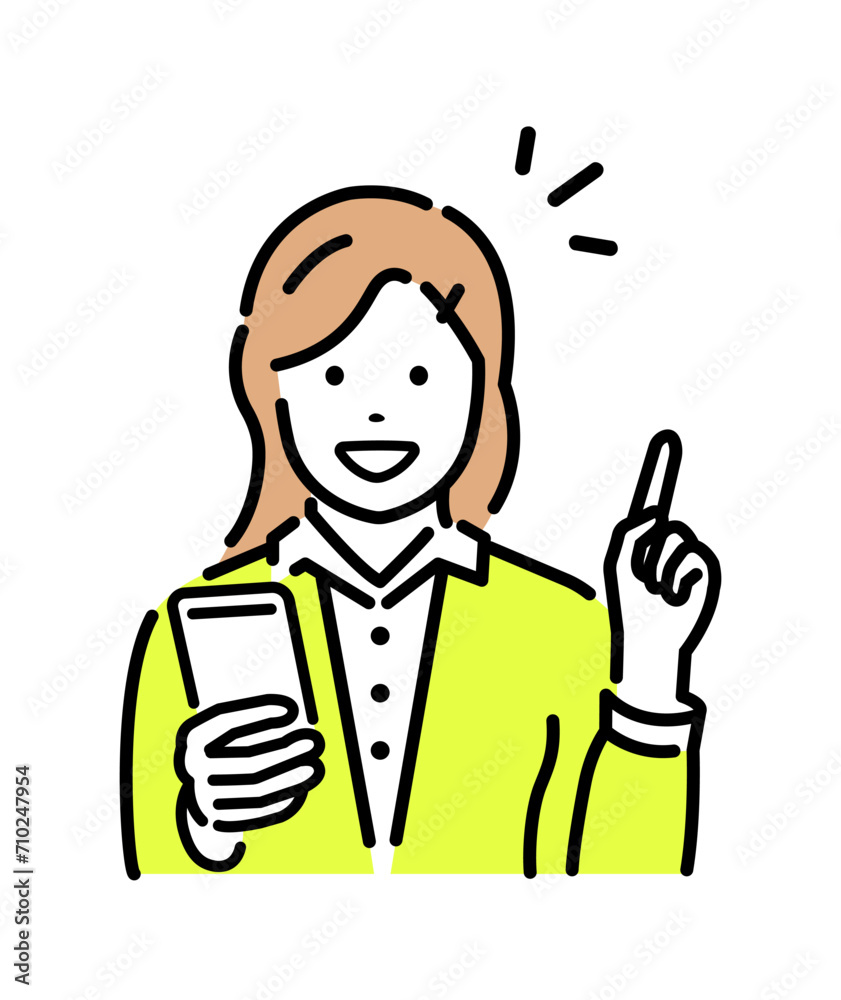 Vector illustration of woman  with smartphone