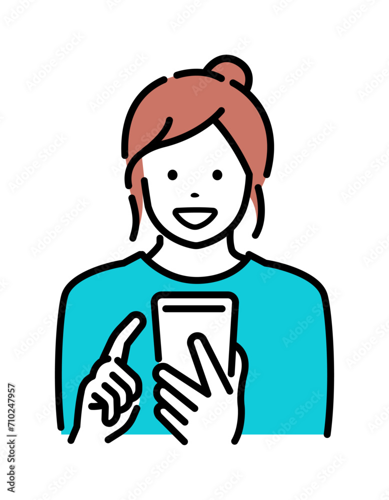 Vector illustration of woman with smartphone Vector illustration of woman with smartphone