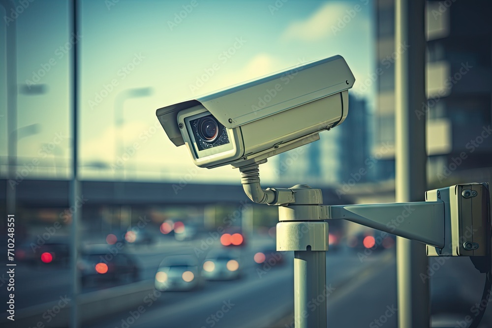 CCTV camera on road aims to detect offenses and ensure safe driving ...