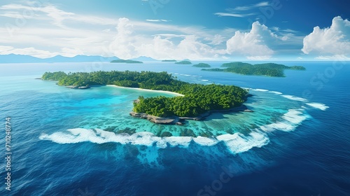 beach tropical ocean background illustration paradise palm, waves sand, surf coral beach tropical ocean background