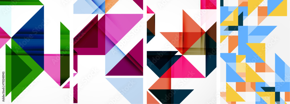 Set of colorful triangle poster cover template backgrounds. Vector illustration For Wallpaper, Banner, Background, Card, Book Illustration, landing page Set of colorful triangle poster cover template backgrounds. Vector illustration For Wallpaper, Banner, Background, Card, Book Illustration, landing page