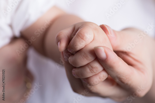 Newborn baby little hands details sweet person