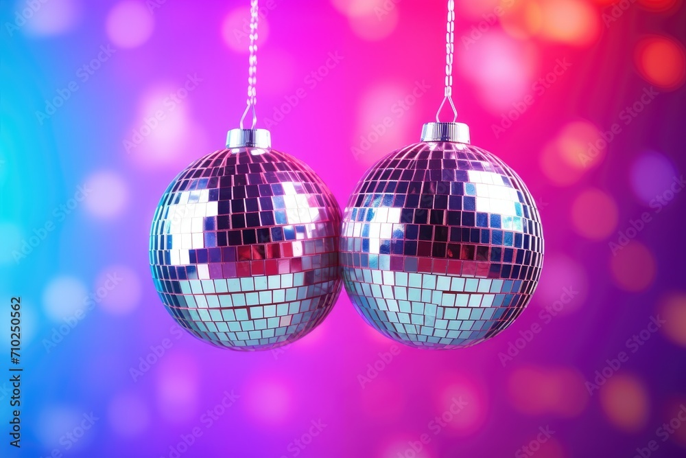 Fototapeta premium Colorful background with space for text and gleaming disco balls