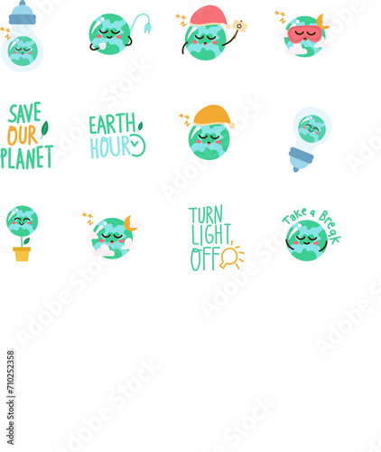 earth hour set icon collection 