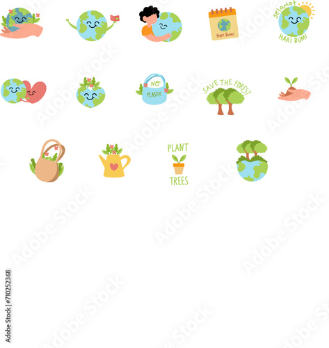 Earth day colletion icon set