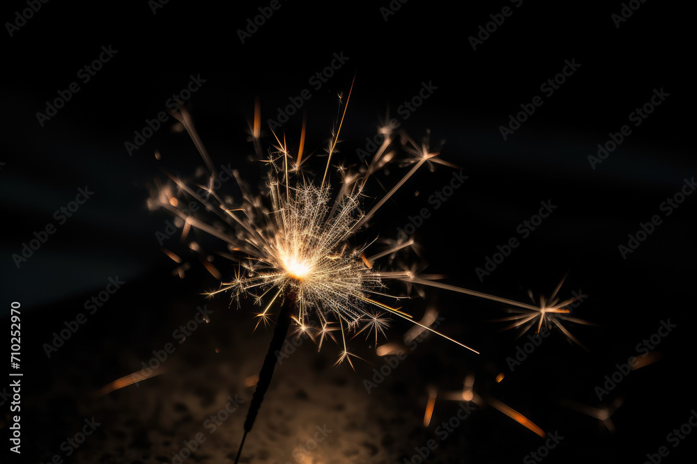 Close up of a sparkler shooting sparks at night