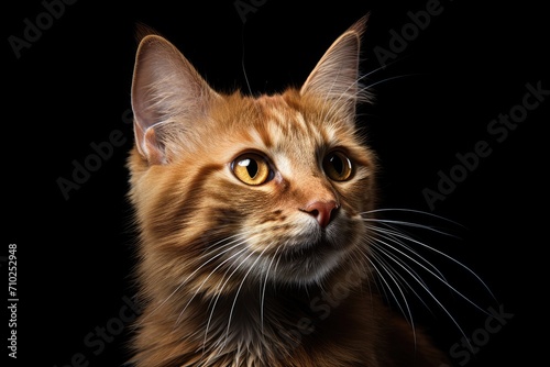Ginger cat posing on white backdrop