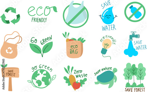 Wallpaper Mural flat icon go green set Torontodigital.ca