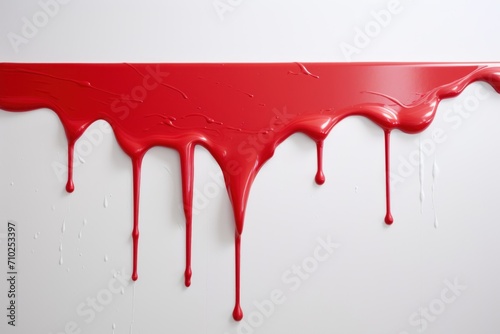 red paint dripping down a white wall