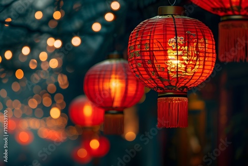 Traditional Chinese Red Lanterns during Chinese New Year Lantern Festival