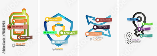 Set of infographics with line design icons. Vector illustration For Wallpaper, Banner, Background, Card, Book Illustration, landing page