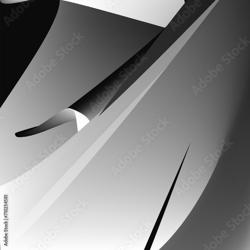 Abstract gradient background with vivid coloring. Grayscale curls in vector