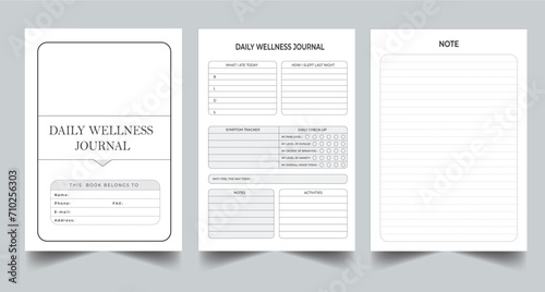 Editable Daily Wellness Planner Kdp Interior printable template Design.