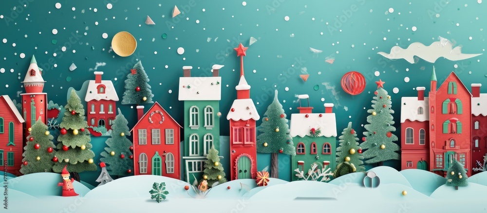 Holiday-themed artwork created using various techniques such as paper and digital.