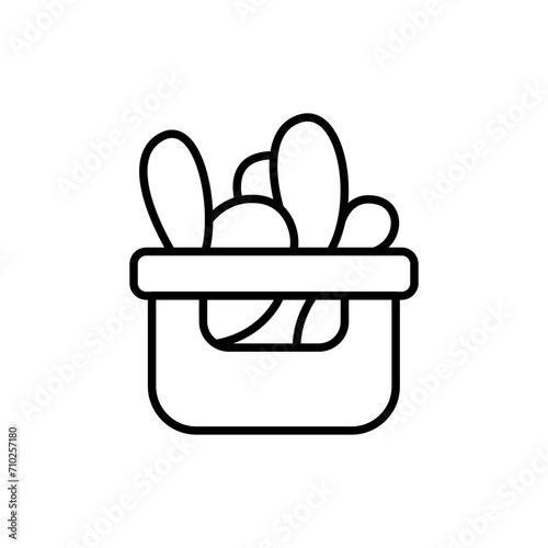 Food bucket outline icons, minimalist vector illustration ,simple transparent graphic element .Isolated on white background
