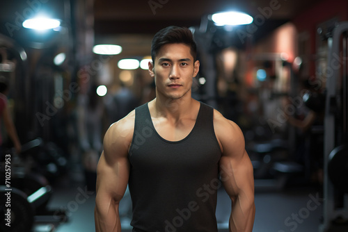 Generative AI Image of Muscular Man Exercising in the Gym