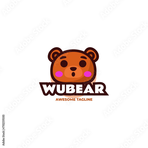 Vector Logo Illustration Bear Mascot Cartoon Style. © Artnivora