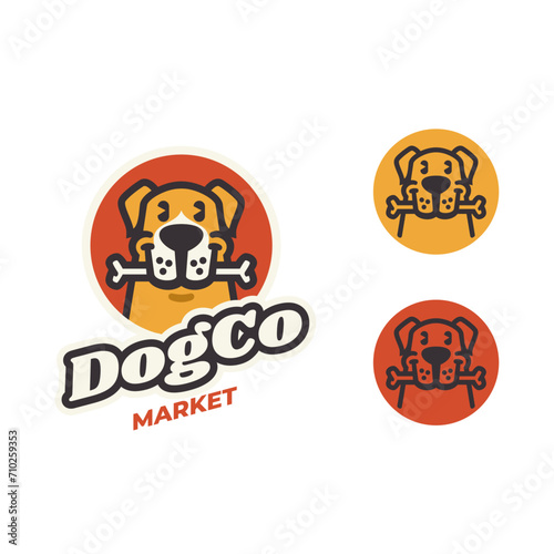 Vector Logo Illustration Dog Simple Mascot Style.