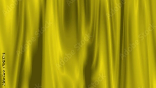 4K Gold curtain, drapery, satin fabric. Background for presentations, advertising, design.