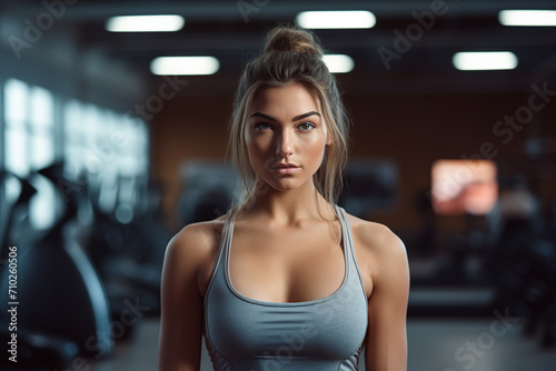 Generative AI Image of Strong Woman in Gym Fitness Room