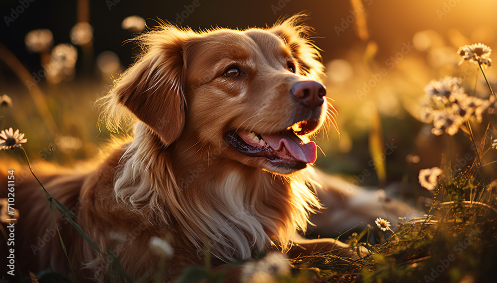 Cute puppy playing in the grass, enjoying summer generated by AI Cute puppy playing in the grass, enjoying summer generated by AI