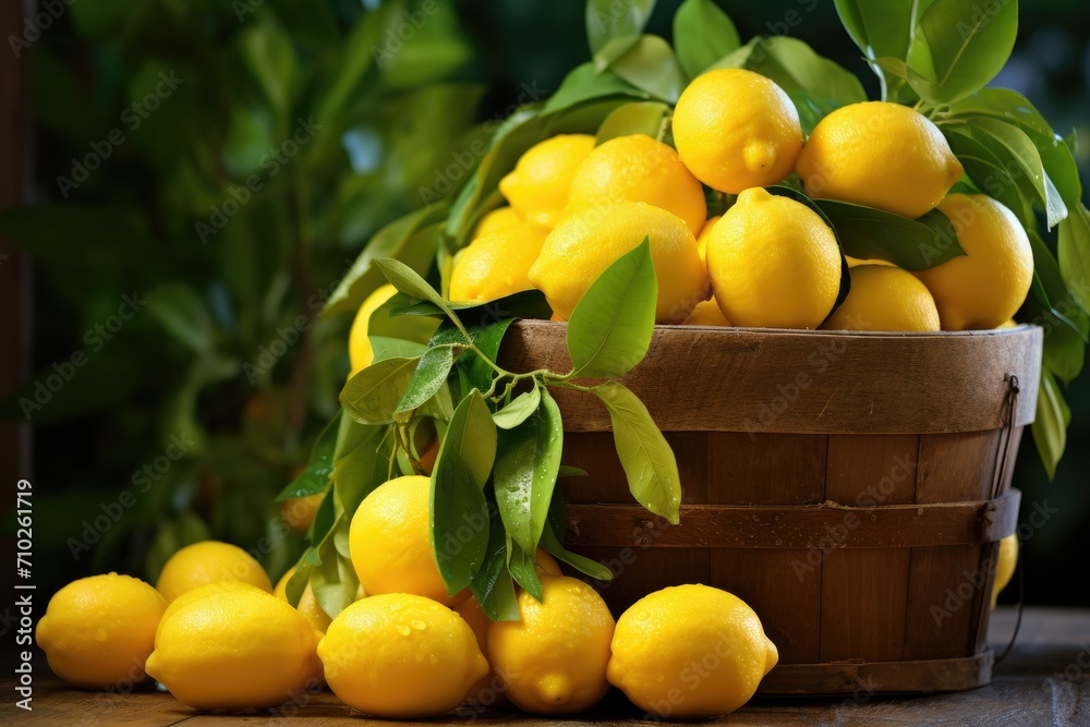 Harvest lemons, freshly picked lemons from the farm, harvest fruit collection, organic fruits, supermarket fruit promotion ads