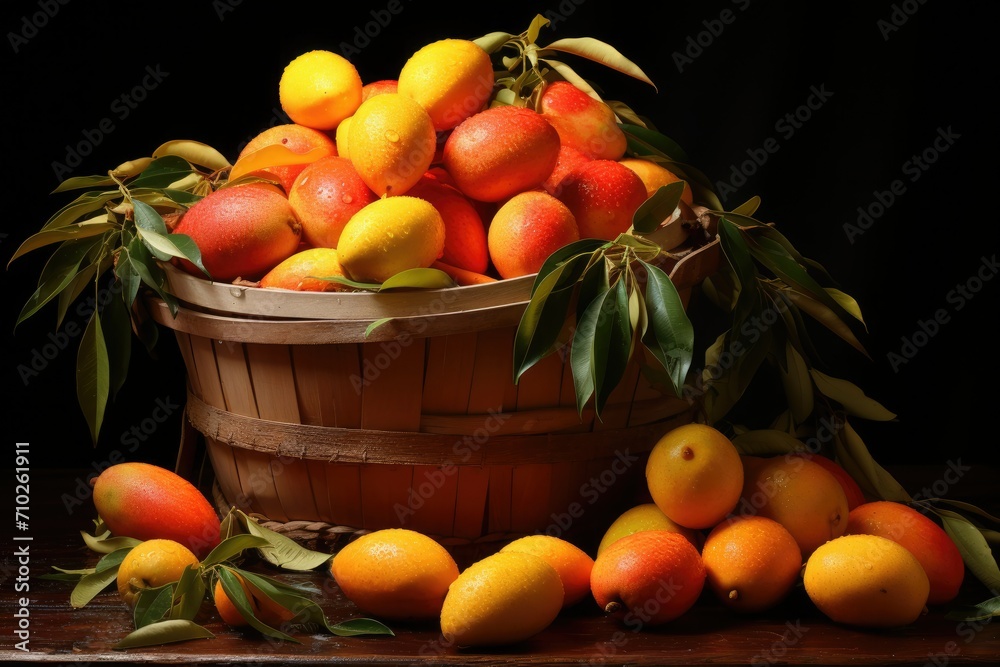 Harvest mangoes, freshly picked mangoes from the farm, mango jam, harvest fruit collection, organic fruits, supermarket fruit promotion ads