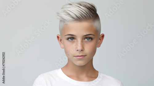 The Ethereal Transformation, A Visionary Portrait of a Young Man With a Stunning Short White Haircut