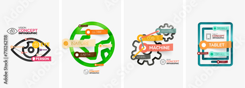 Set of infographics with line design icons. Vector illustration For Wallpaper, Banner, Background, Card, Book Illustration, landing page