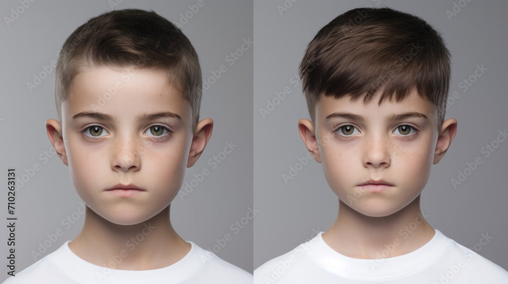 Mirror Twins, An Ethereal Exploration of Duality Captured Through Twin Images of a Young Boys Face