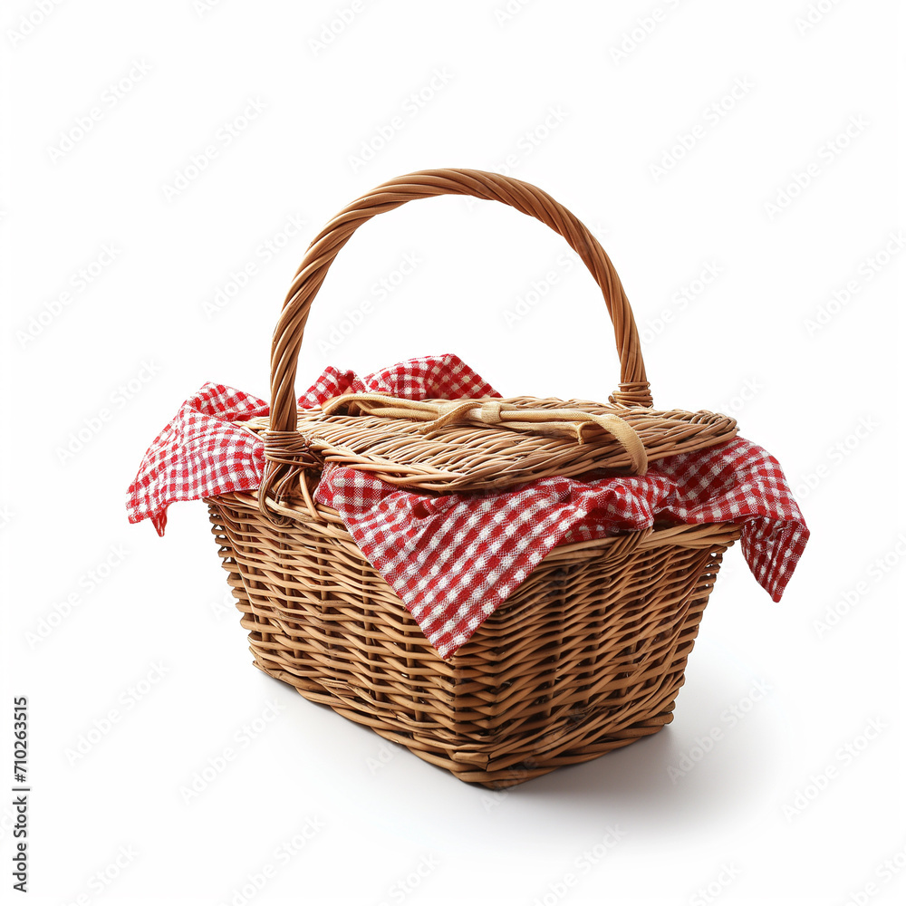 A picnic basket isolated on a white background A picnic basket isolated on a white background