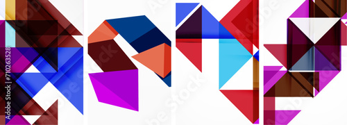 Set of colorful triangle poster cover template backgrounds. Vector illustration For Wallpaper, Banner, Background, Card, Book Illustration, landing page