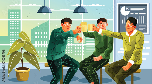 Business Colleagues Drinks After Work Illustration