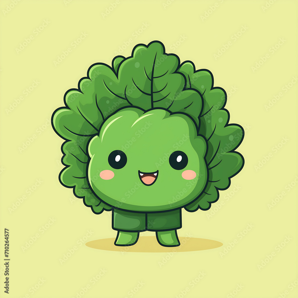 Adorable animated lettuce with a cheerful expression. Adorable animated lettuce with a cheerful expression.