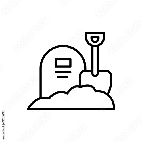 Grave outline icons, funeral minimalist vector illustration ,simple transparent graphic element .Isolated on white background