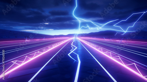 Zigzag Virtual Track. Lightning bolt shaped running photo