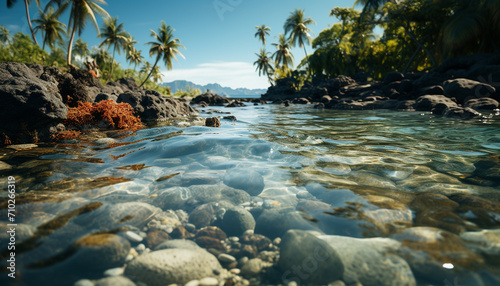 Tranquil scene nature beauty in a tropical coastline vacation generated by AI