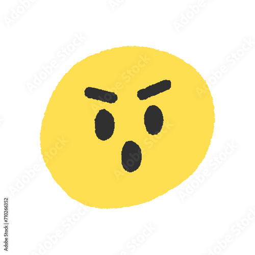 怒りながら話している不満な表情の手書きの絵文字 - 叱る･反対･クレームのイメージ素材
