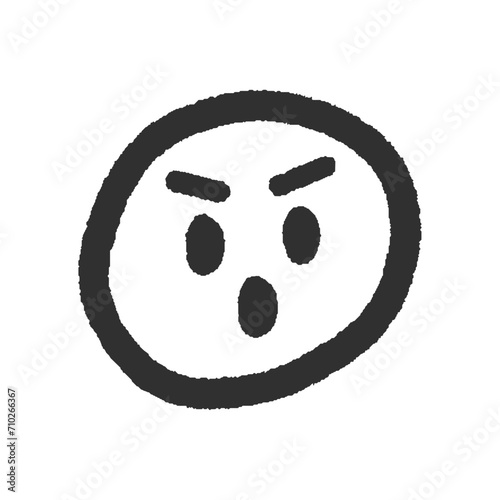 怒りながら話している不満な表情の手書きの絵文字 - 叱る･反対･クレームのイメージ素材
