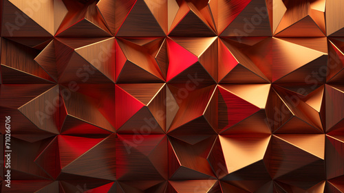 Geometric Wood Panel Wall with cut-outs backlit