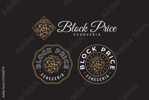 echeveria of block price succulents outline logo design for plant shop and lover business
