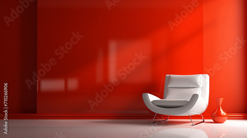 High-Gloss Lacquer Wall in fiery red with high-contrast design photo