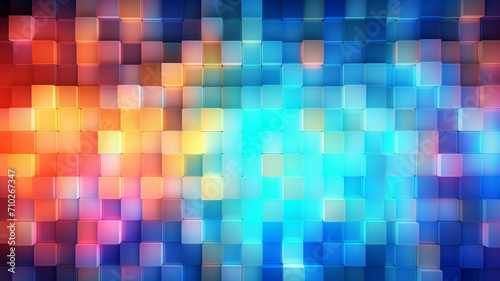 Pixelated Light Wall with a grid of multi-colored effect photo