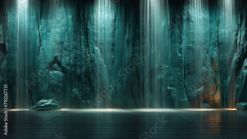 Turquoise Stucco Wall with cascading light waterfall illustration