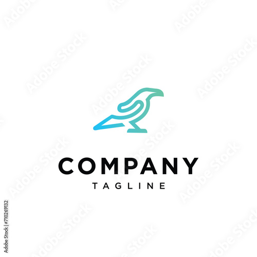 Wave raven logo icon vector template.eps
