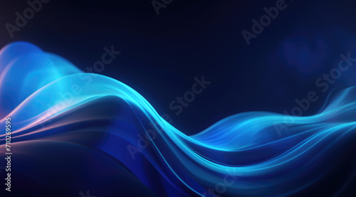 Flowing dot particles wave line pattern blue and purple gradient light isolated on dark black background. Concept of AI technology, science, soundwave, big data , website template, and landing page.