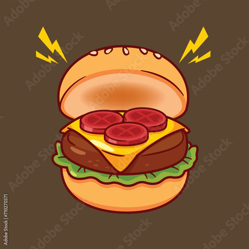 Cartoon burger fast food vector illustration