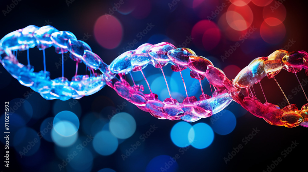 Fototapeta premium DNA and Quantum Dots Fluorescent quantum dots latch atom